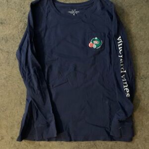 Vineyard Vines Christmas Blue Long Sleeve Tee